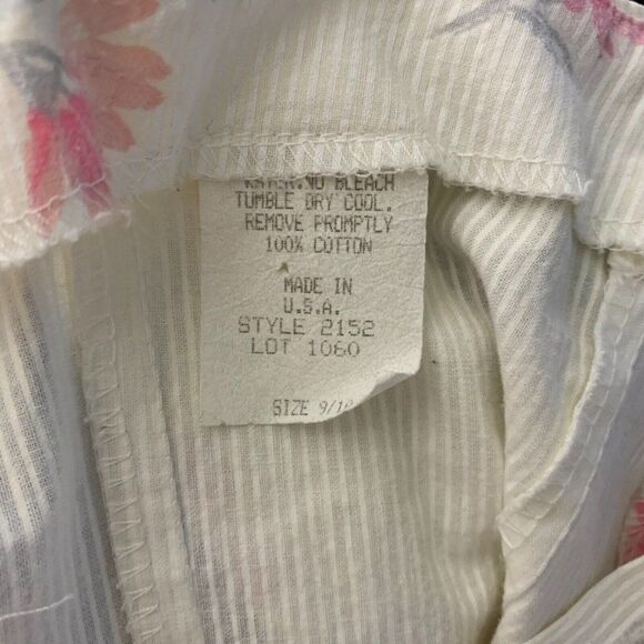 Vintage 80s Floral Stripe Swing Dress S White Sleeveless Boning Cottage Core - Picture 8 of 8